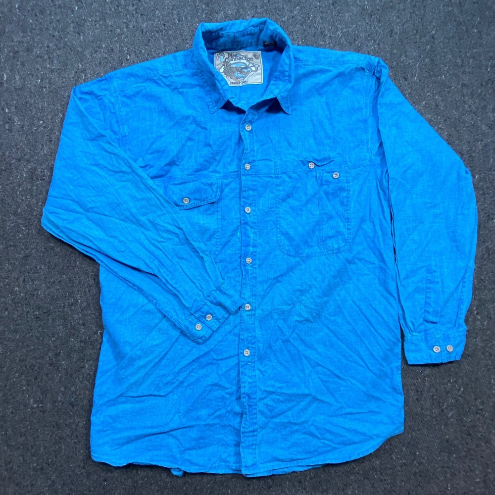 Pier Connection Coastal Mens L Blue Cotton‎ Long Sleeve Button Down Shirt Nepal